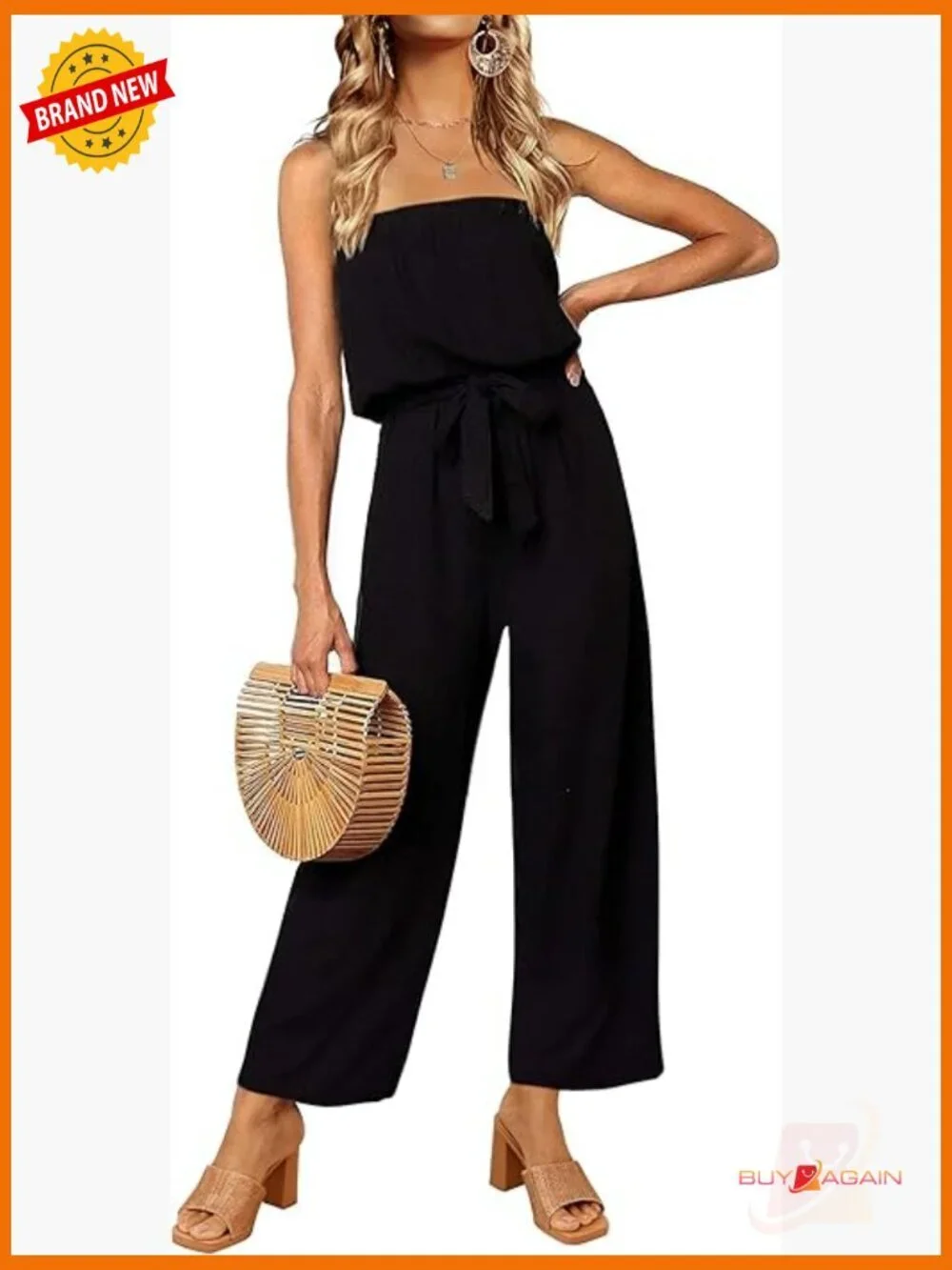 Off Shoulder Strapless Wide Leg Jumpsuit Romper Casual Solid